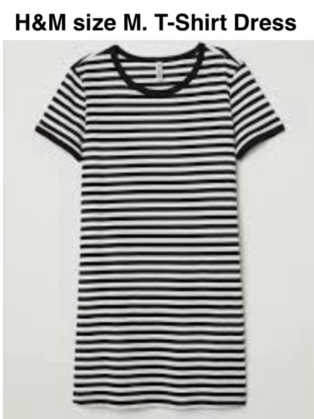 H&M Black White Striped Tunic T-Shirt Dress Tee Summer Casual